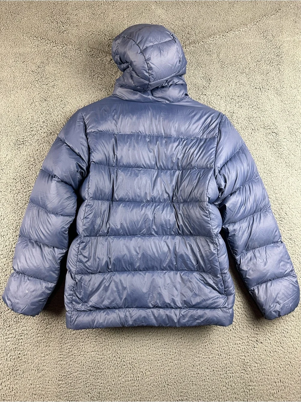 Patagonia Kids XL 14 Hi-Loft Down Hoody Navy Blue Puffer Jacket FLAW